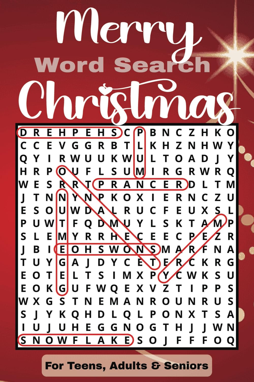 Merry Word Search Christmas Book: 50 Portable Puzzles for Holiday Fun and Festive Cheer