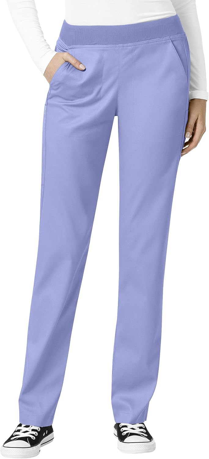 WonderWink PRO Women's 4 Pocket Wrap Top & Knit Waist Cargo Pant Scrub Set + Badge Reel