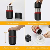 Vista 7 de Herb Grinder Electric, Turimon Large Herbal/Coffee Grinders/Mill/Crusher for Spice and Herbs With Cleaning Brush - Black