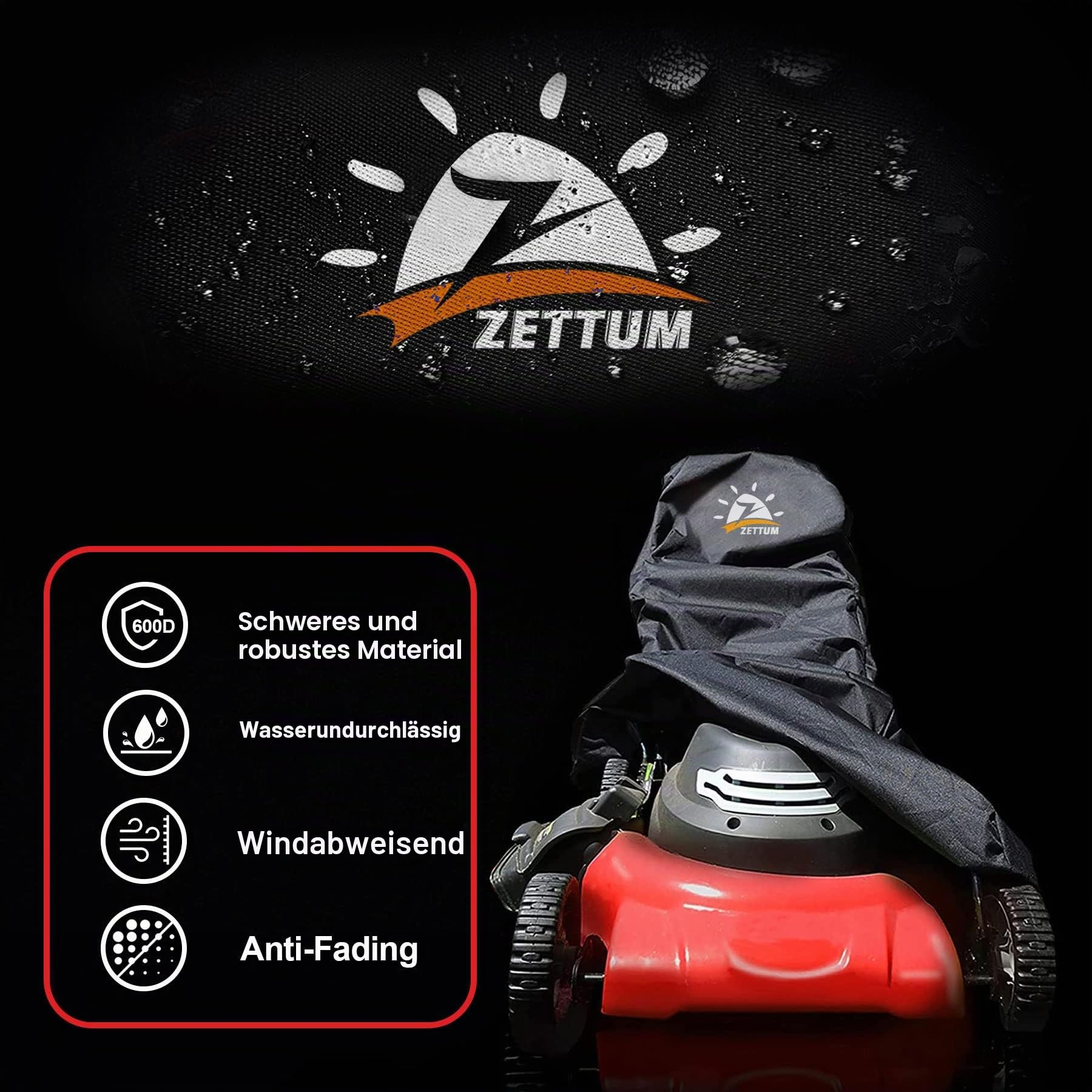 Zettum Rasenmäher Abdeckung, Abdeckhaube für Rasentraktor 600D Oxford PU Beschichtung Heavy Duty & Wasserdicht Rasenmäher Schutzhülle