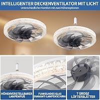iToncs LED mennyezeti ventilátor távirányítóval, 3 hőmérséklet és 4 sebesség, csendes dimmelhető lámpa fehér 4