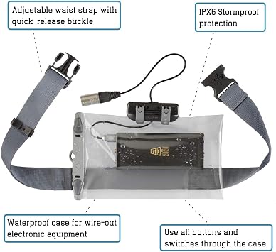 Aquapac Waterproof Case For Radio Microphone Large, Made in the UK, Professional Sound Engineer, For Wired Electronic Devices