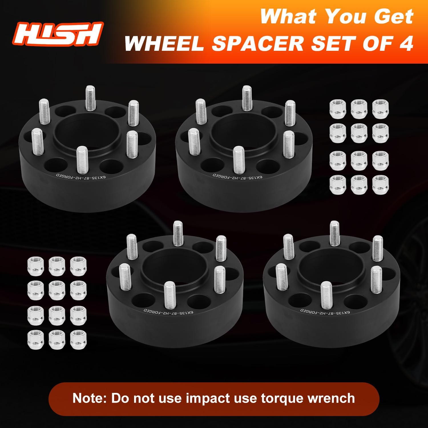 HISH 6 Lug 6x135 Wheel Spacers for Ford F150 Expedition Navigator 2005-2014, 2 inch Wheel Spacers 14x2 Studs & 87.1 mm Hub Bore Compatible Wheel Adapters, Set of 4 - Image 7