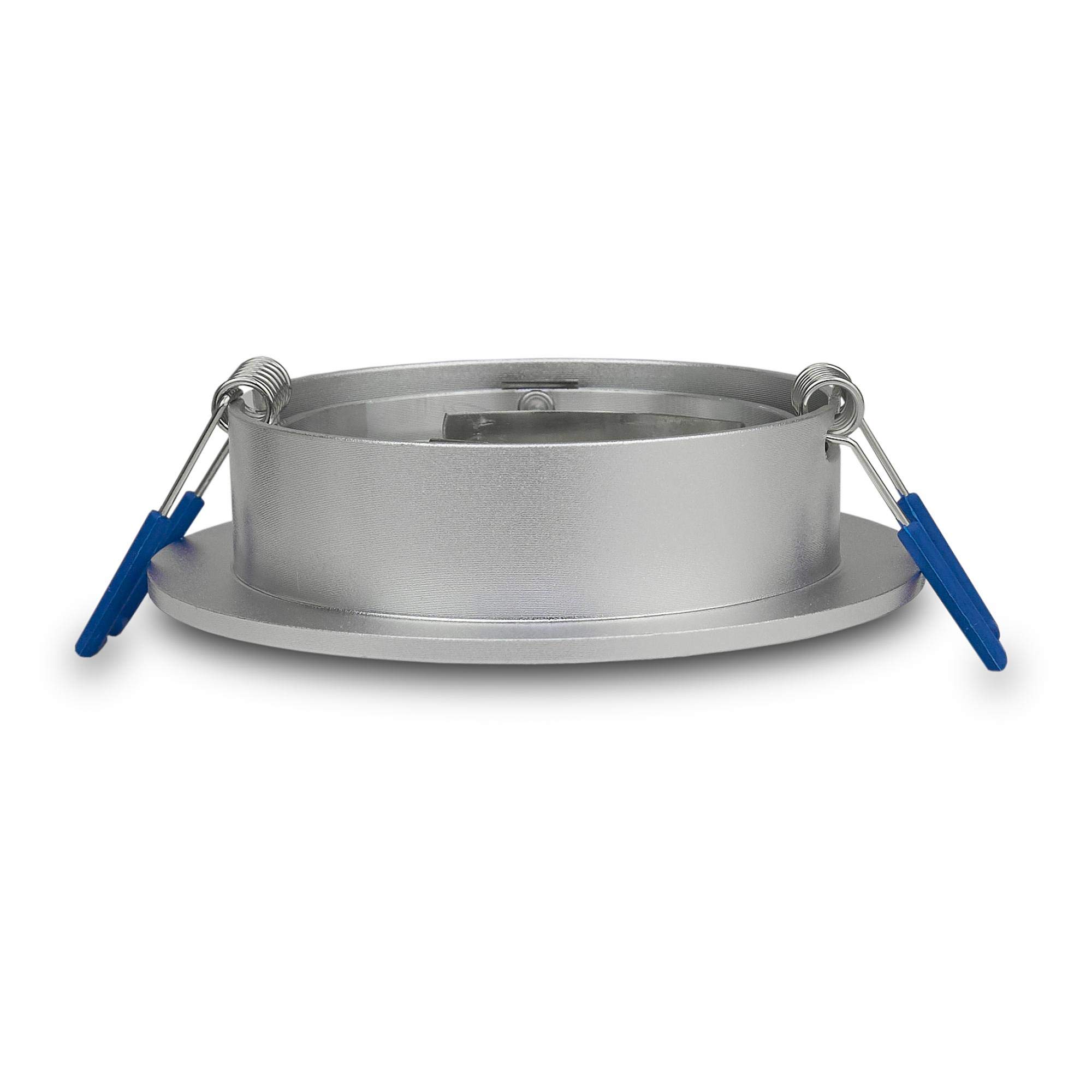 12x Einbaurahmen Set Edelstahl gebürstet rund für Einbaustrahler aus Glas - Rahmen für GU10 MR16 Leuchtmittel - 80mm Bohrloch Deckenstrahler Strahler Einbauspot Einbauleuchte