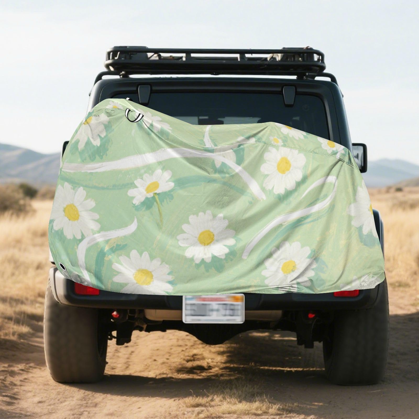 Housse de vélo imperméable avec trous de verrouillage - Résistante aux UV - Pour intérieur et extérieur - Convient à la plupart des motos - Blanc - Motif marguerites