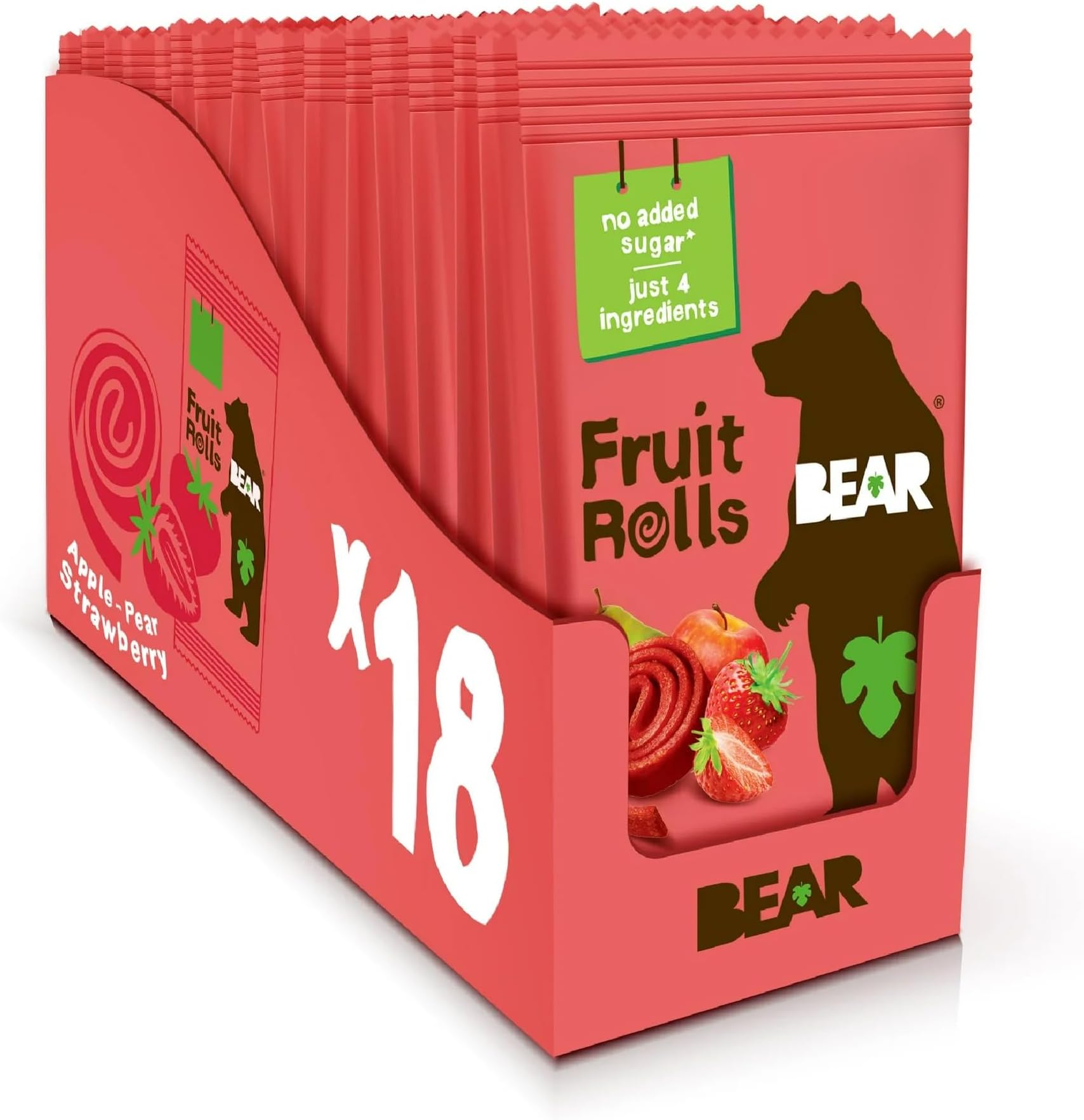 Bear Yoyo 100 Percent Fruit Rolls Strawberry 20 g (Pack of 18)