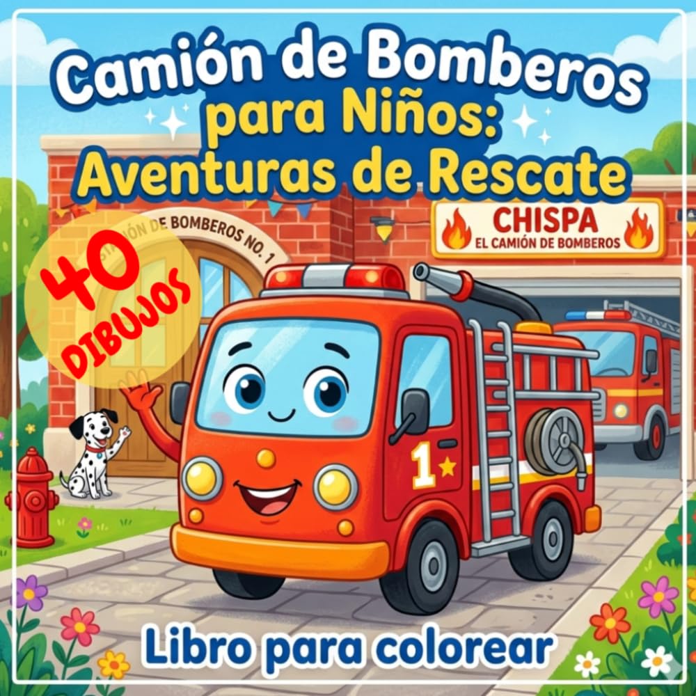 Chispa el Camión de Bomberos: Libro para Colorear para Niños de 3 a 8 Años | Aventuras de Rescate y Vehículos de Emergencia