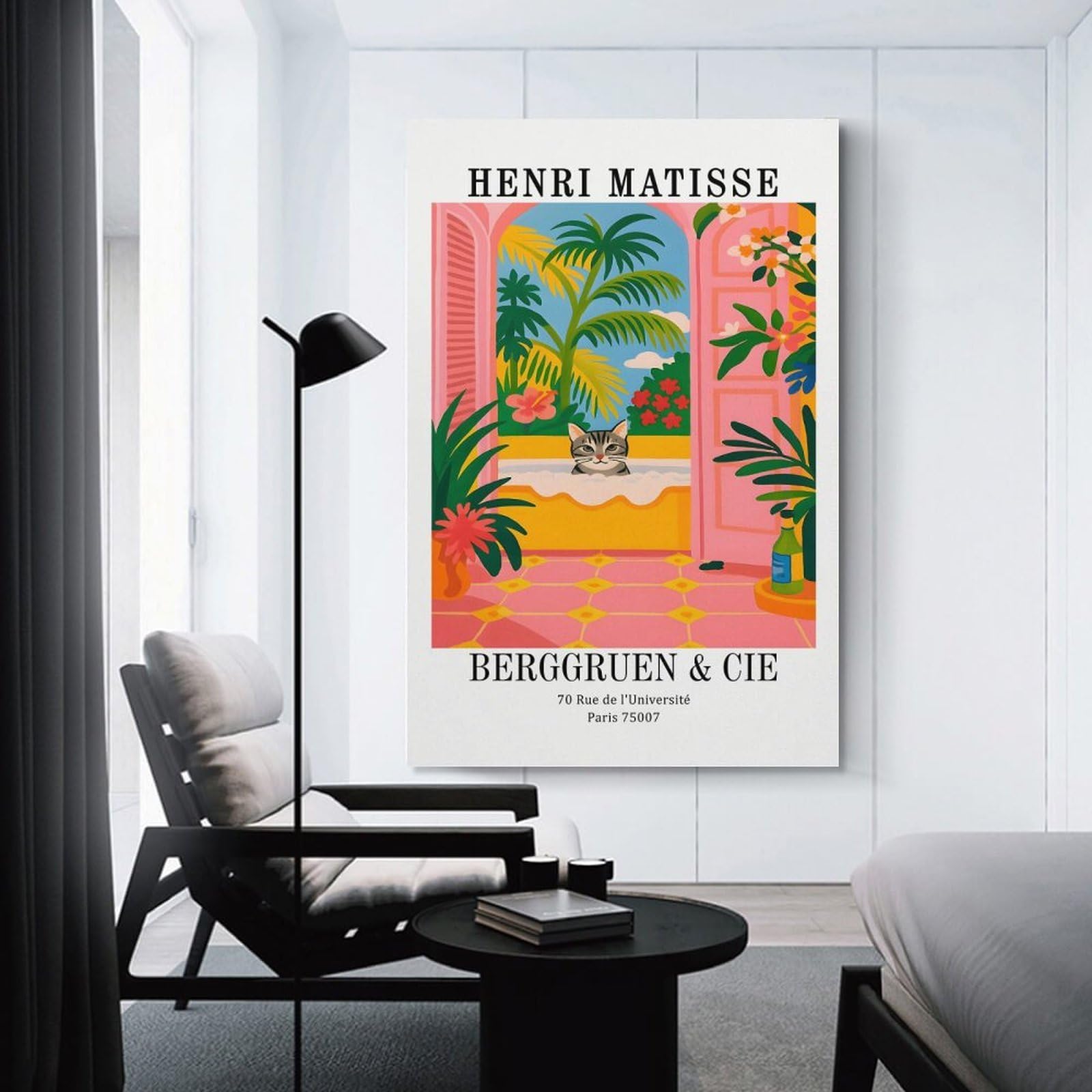 Junmoney Henri Matisse Cat in Bathtub Art Wall Picture Print, 24x36inch(60x90cm), for New Home Styling, Lounge Or Bedroom, Home Artwork for Modern Interiors