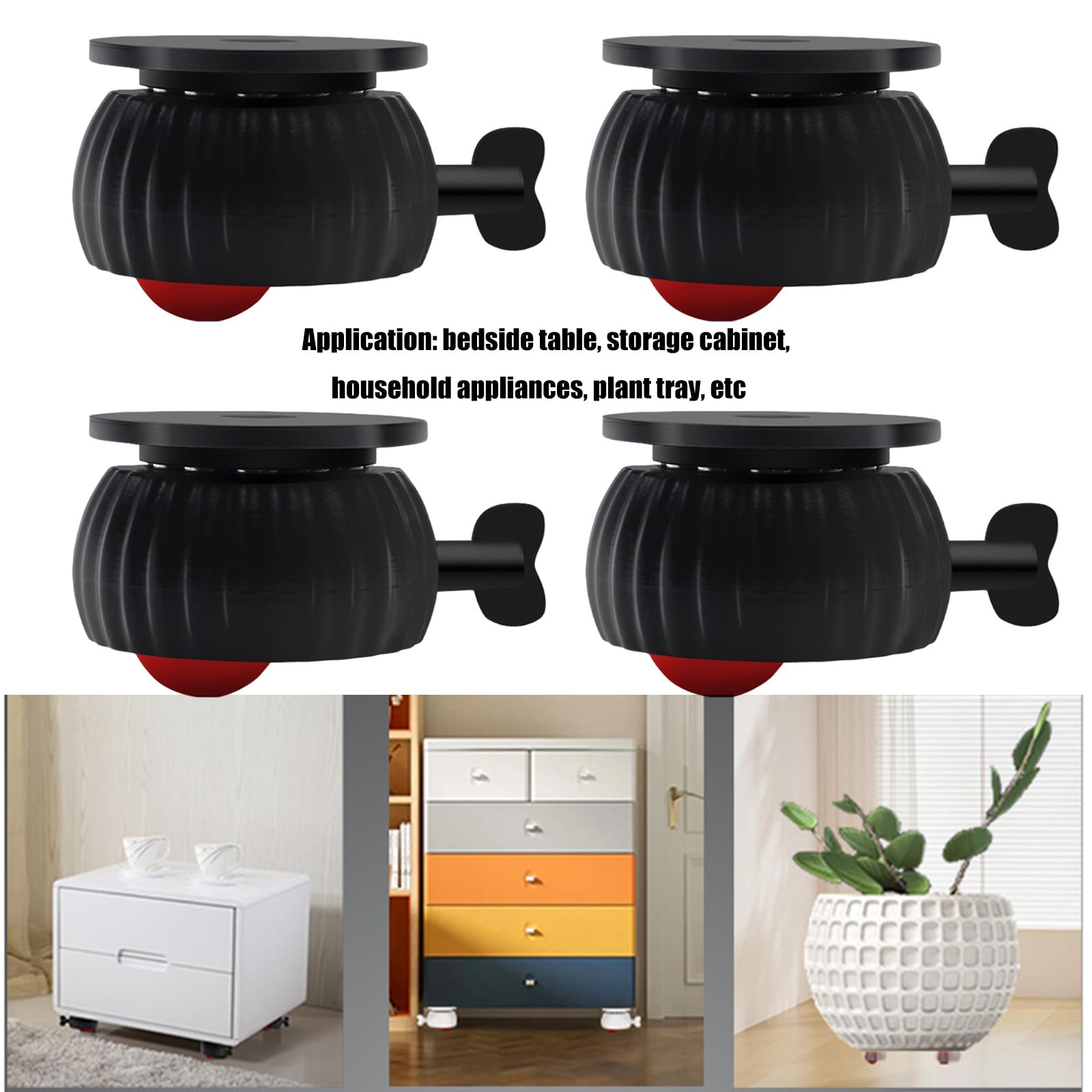 4Pcs Furniture Casters Wheel Adhesive Caster Wheel with Brake Trash Can Bottom Small Wheel Easy Installation