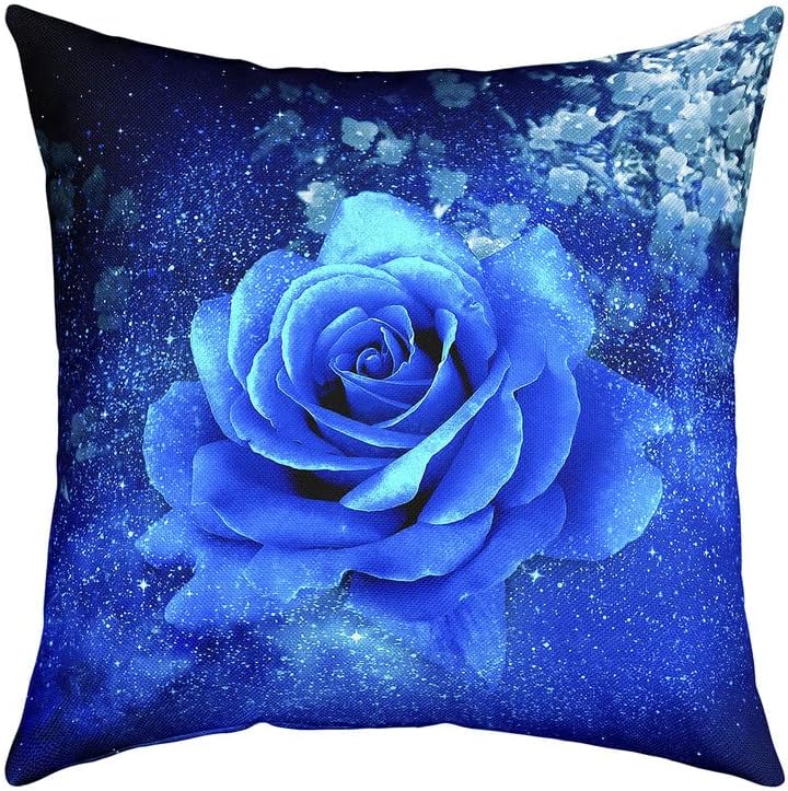 Feelyou Funda de almohada con diseño de flores de rosas de 16 x 16 pulgadas, funda de cojín de flores de rosas suaves, funda de cojín decorativa de