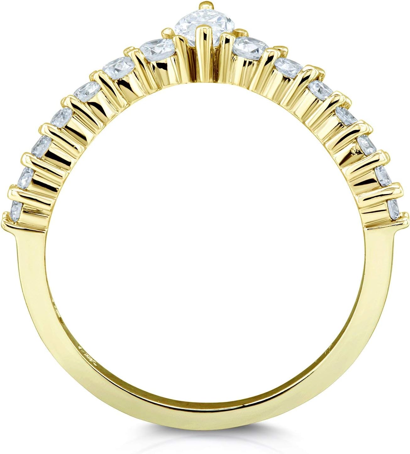 Kobelli Chevron Marquise Point Diamond Ring Ladies Wedding Band 1/2 CTW 14k Yellow Gold, 10.5