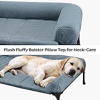 Vista 2 de Veehoo Cama elevada refrescante para perros con cojín de felpa esponjosa, camas elevadas para interiores para perros grandes, sofá suave