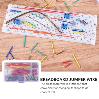 UPKOCH Breadboard Jumper Wire Set 560pcs with 14 Different Lengths in Plastic Box Copper Clad Aluminium Wire, Pre-cut and Bent Ends, Convenient for Connect Test and Storage Random Color