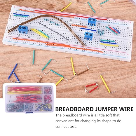 UPKOCH Breadboard Jumper Wire Set 560pcs with 14 Different Lengths in Plastic Box Copper Clad Aluminium Wire, Pre-cut and Bent Ends, Convenient for Connect Test and Storage Random Color