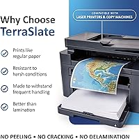 Vista 4 de TerraSlate Premium Papel Impermeable, 5 MIL 8.5" x 11", Compatible con Impresora Láser y Máquina Copiadora, Papel de Copia Duradero y Resistente a