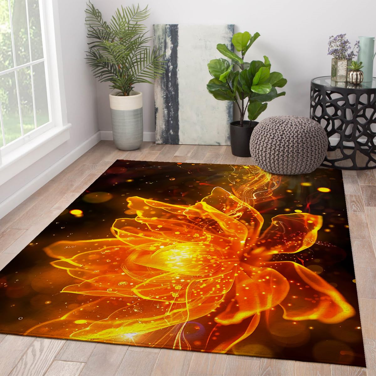 Tapis Fleurs de Lotus anti-taches et facile à nettoyer pour en finir avec les sols sales 140x200