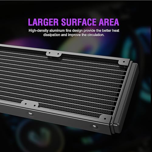 Miniatura 4 de Vetroo V240 Enfriador líquido rosa de CPU de 9.449 in RGB direccionable y PWM bomba y ventiladores 250W TDP AIO enfriador de agua con controlador