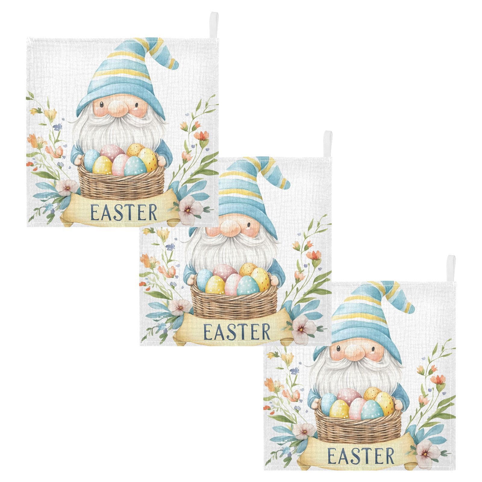 YETTASBIN Easter Gnome Muslin Baby Hand Washcloths Soft Cotton Bath Face Towel 4 Layers Extra Absorbent Feeding Burp
