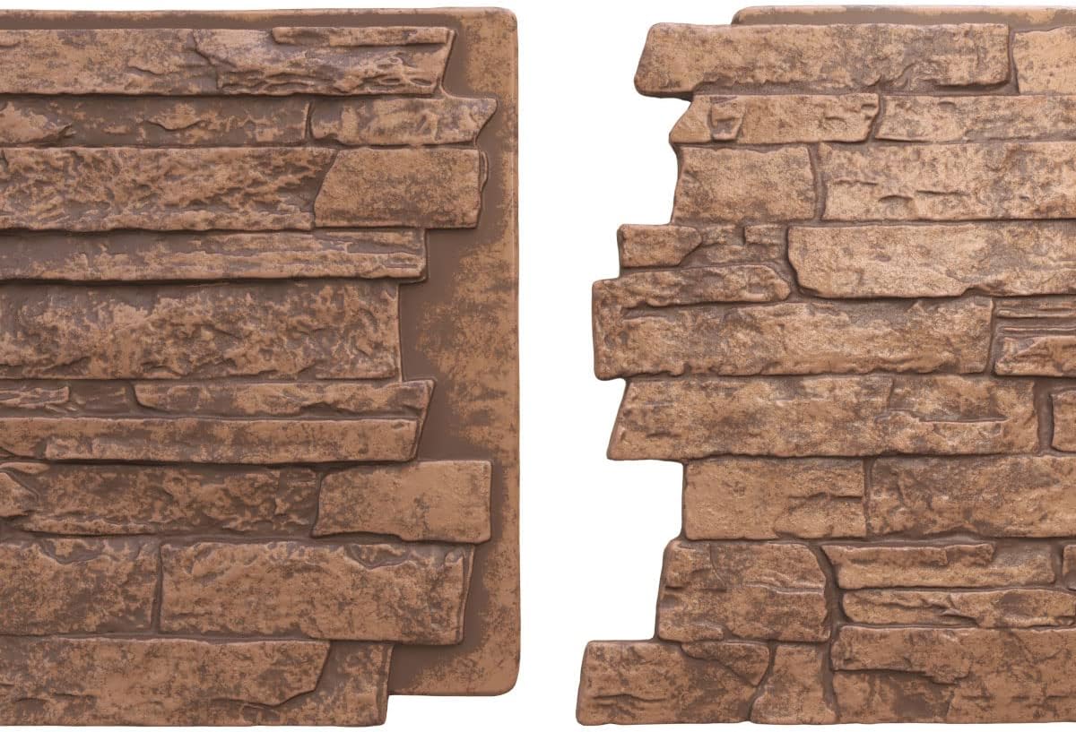 Ekena Millwork 49"W x 25 1/2"H x 1 1/4"D Acadia Ledge Stacked Stone, StoneWall Faux Stone Siding Panel, Sedona