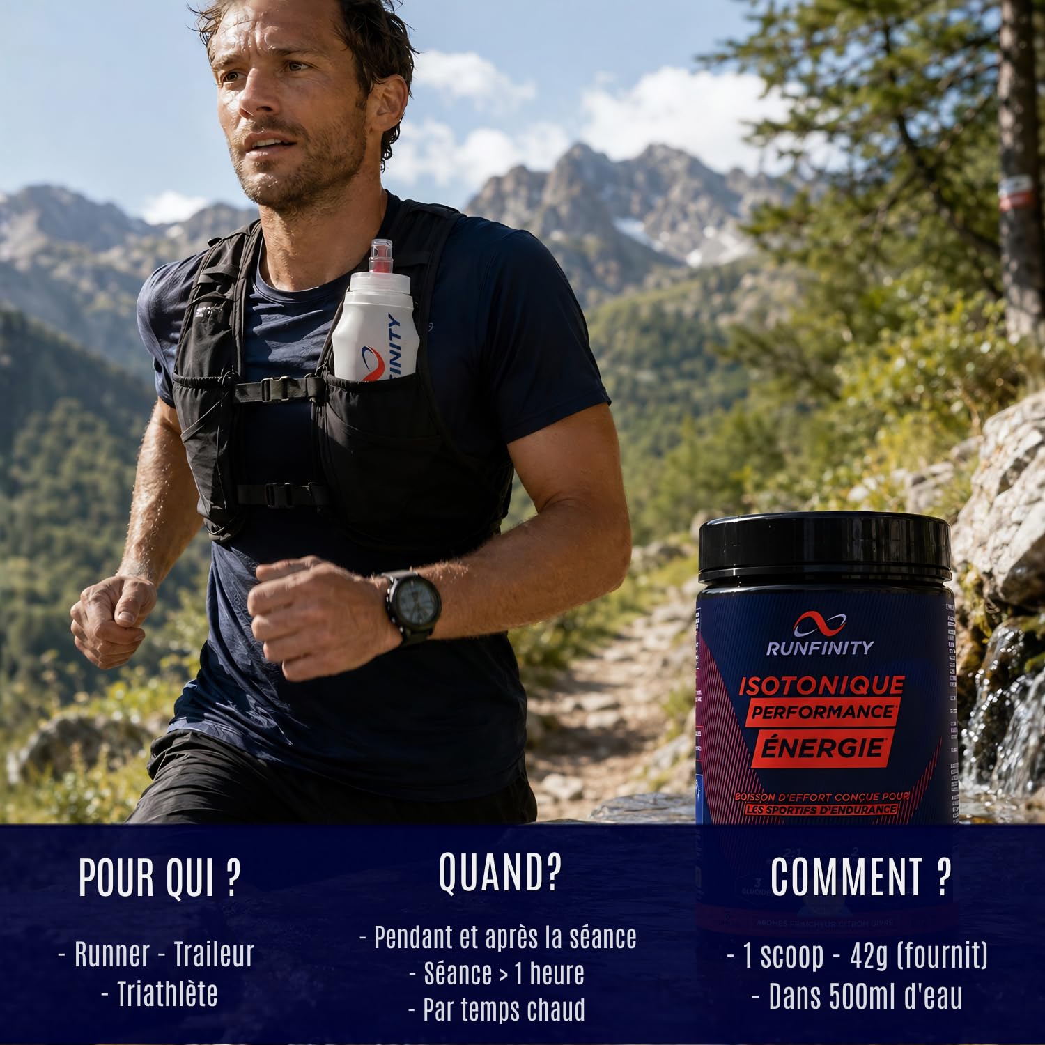 Boisson Isotonique Citron Givré & Soft Flasque 500 ml Runfinity (Lot)