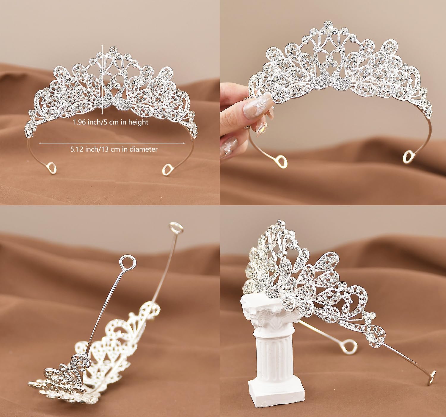 Wedding Crystal Tiara for Women Elegant Bridal Pearl Rhinestone Crown Swan Queen Princess Costume Crown Star Crystal Headpiece Accessory for Cosplay Birthday Party - Image 5