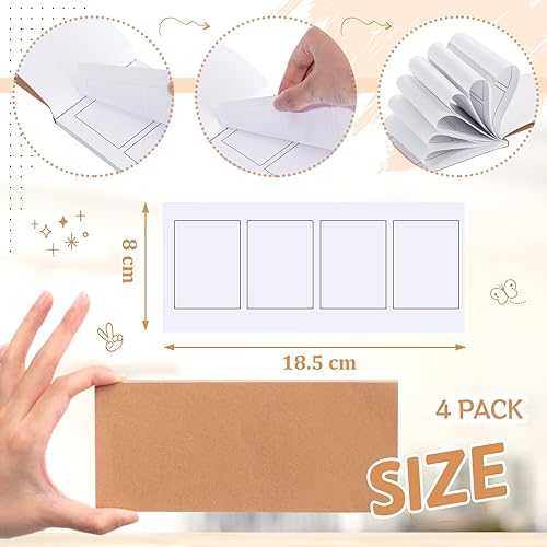 Miniatura 2 de Colarr 4 piezas de mini cómics en blanco cuadrícula de papel kraft de 7.3 x 3.1 pulgadas, dibuja tu propio cómic, cuaderno de bolsillo blanco para