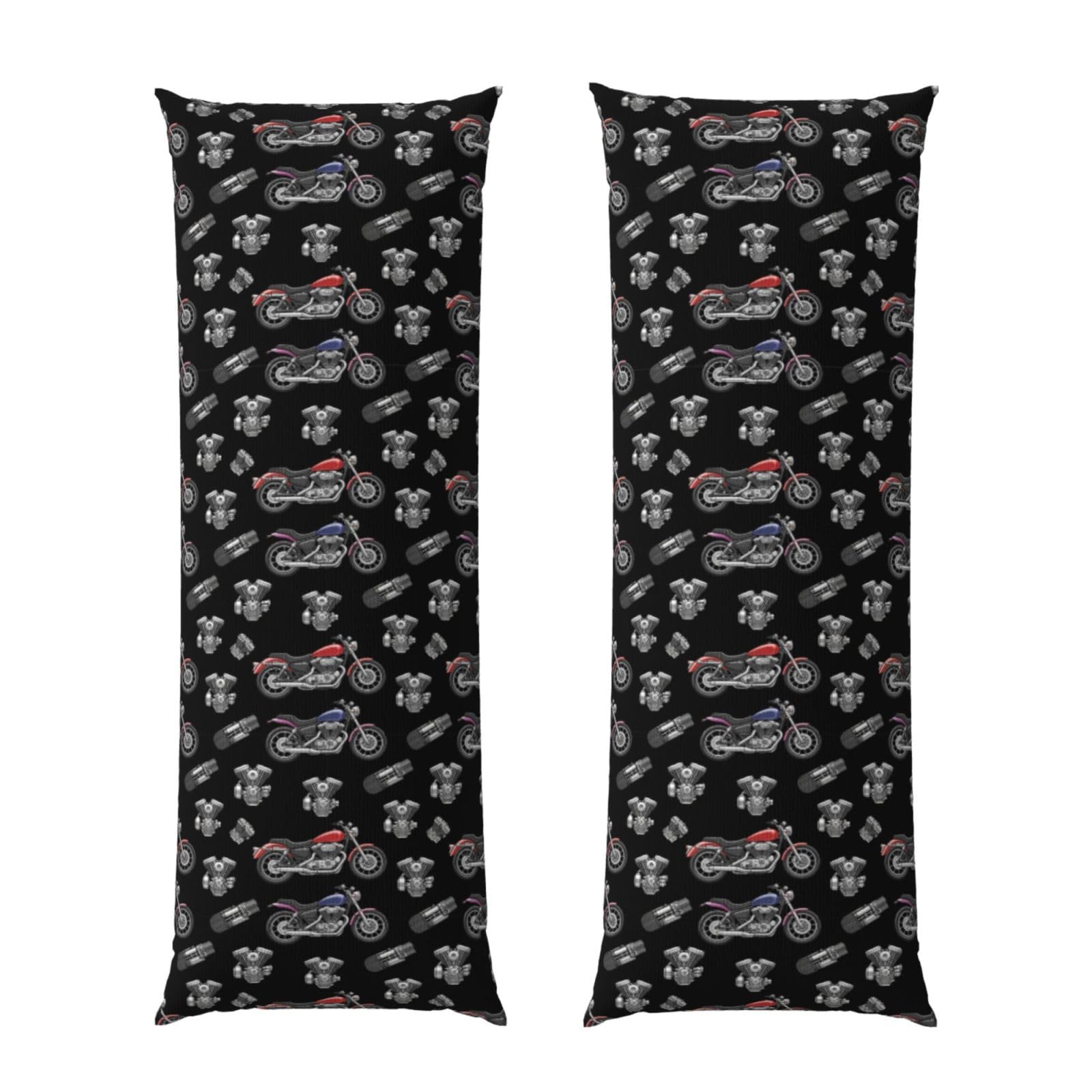 Body Pillow Cover 20x60 Cool Black Motorcycle, Soft Velvet Long Pillowcase with Hidden Zipper, Cozyffy Rectangular Case for Bed Sofa Decor