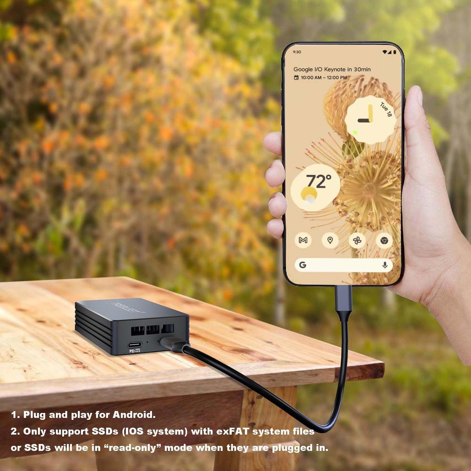 CFexpress Type B On-The-go Backup Card Reader, 2 in 1 Built-in M.2 NVMe SSD Slot (Up to 10Gbps)