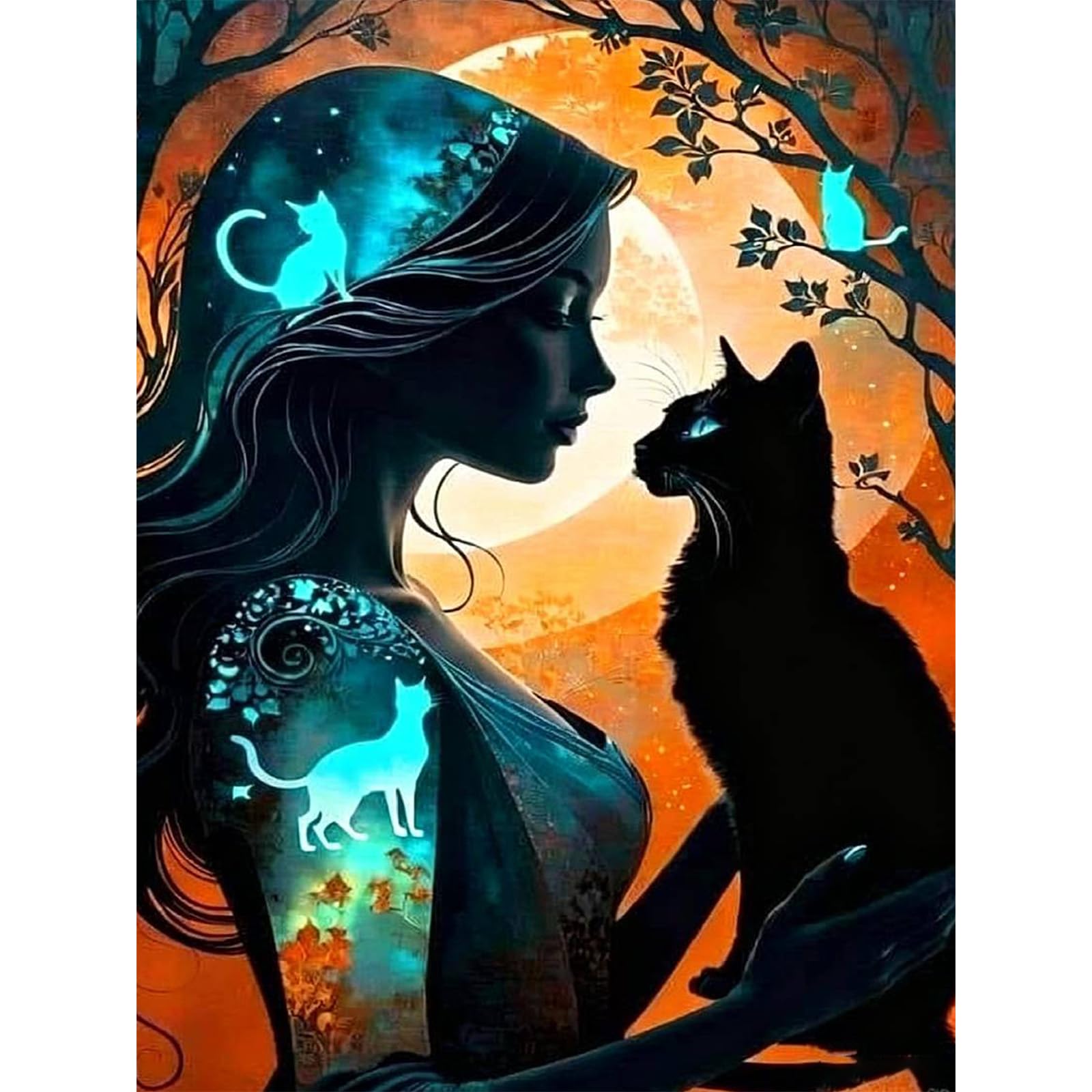 Bowetile Framed Animal Paint by Numbers for Adults Canvas, Girl Painting by Numbers Kit for Beginners Canvas, DIY Color Oil Painting Acrylic Paints for Home Wall Decor30x40cm