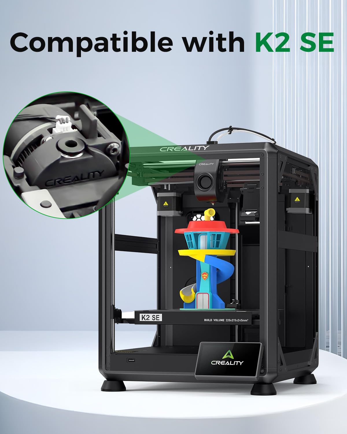 Creality Officiel K2 SE Kit d'extrudeuse, Capteur de Rupture de Filament Intégré et Coupe-filament, Double Engrenage pour une Alimentation Fluide, Force Jusqu'à 80 N, pour Imprimante 3D K2 SE Combo