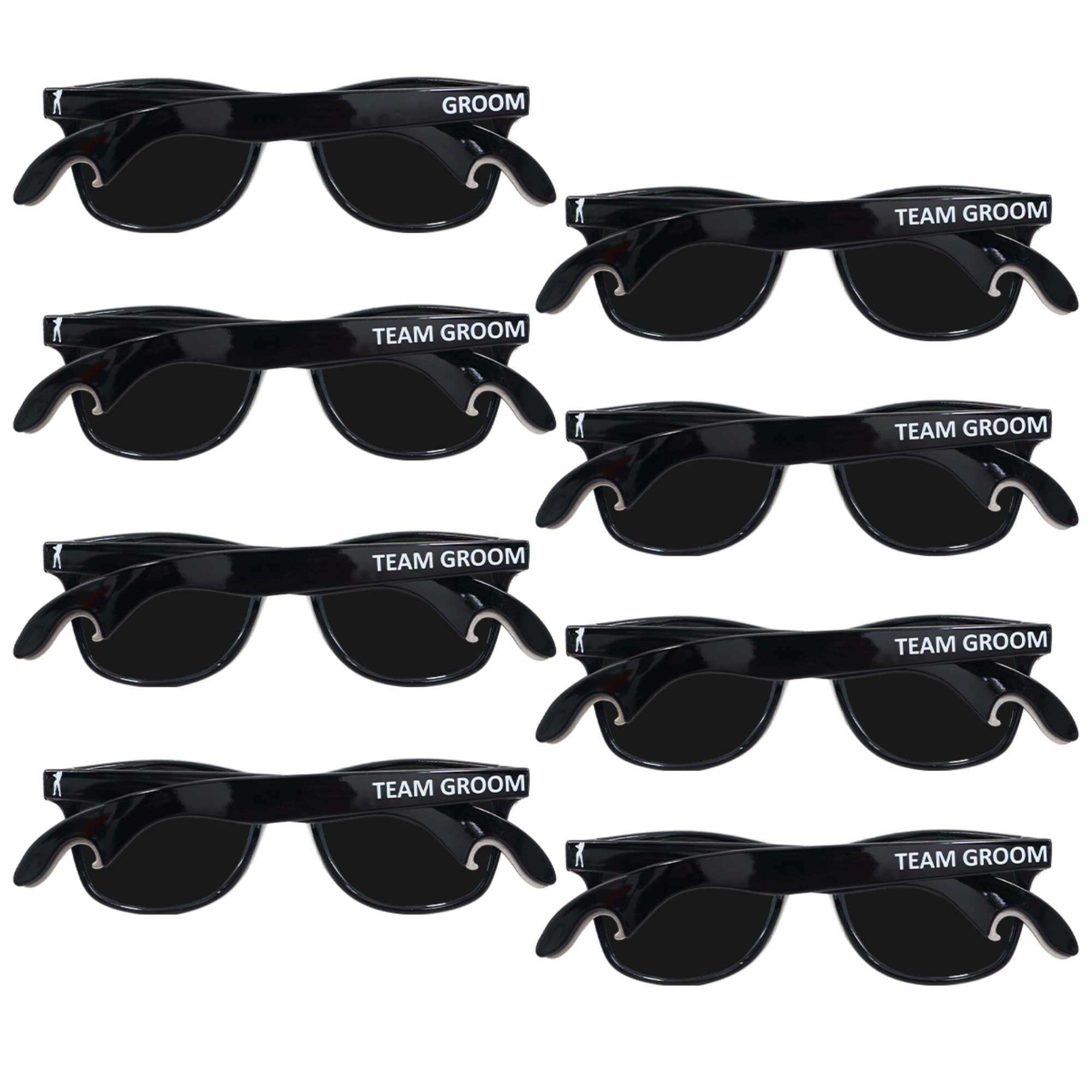 Brosash Bachelor Party Sunglasses – 8-Pack Black Shades with Built-In Beer Bottle Opener |1 Groom & 7 Team Groom – Funny Party Favor for Groomsmen