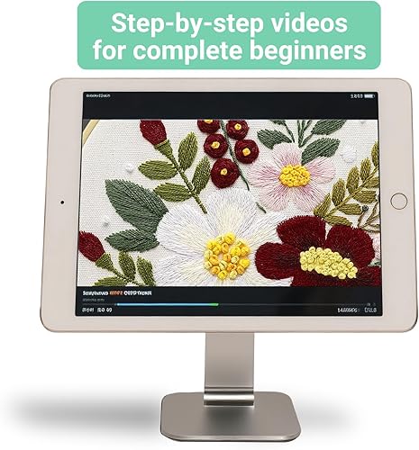 Miniatura 4 de Bonroy 4 juegos de kit de bordado para principiantes de manualidades artísticas de costura fácil incluye ropa de bordado con patrón, aro, manual