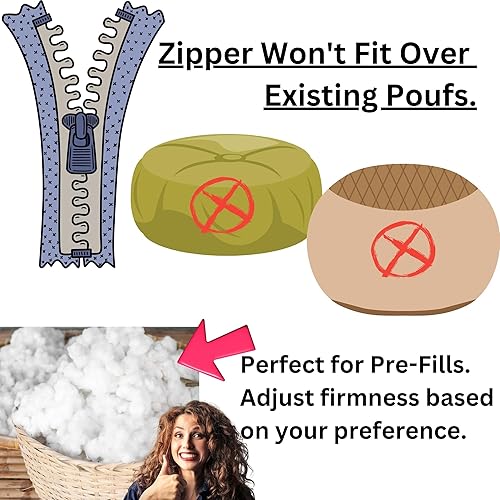 Miniatura 3 de DaDalogy Bedding - Funda para puf otomano de piel sintética [sin relleno] – Rosa Coral Baby Peach | Geométrico brillante, suave y acogedor con Baby