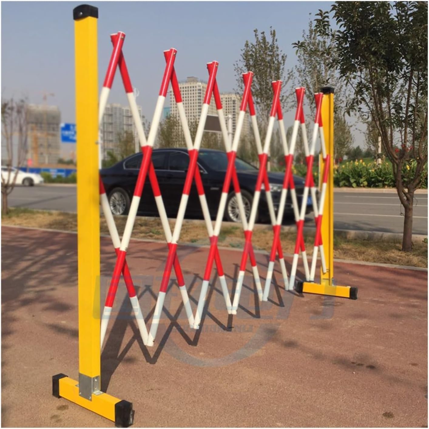 GDMDPTE Expandable Barricade Fence, Retractable Traffic Barriers for Construction Sites and Hospitals with Casters, Durable FRP