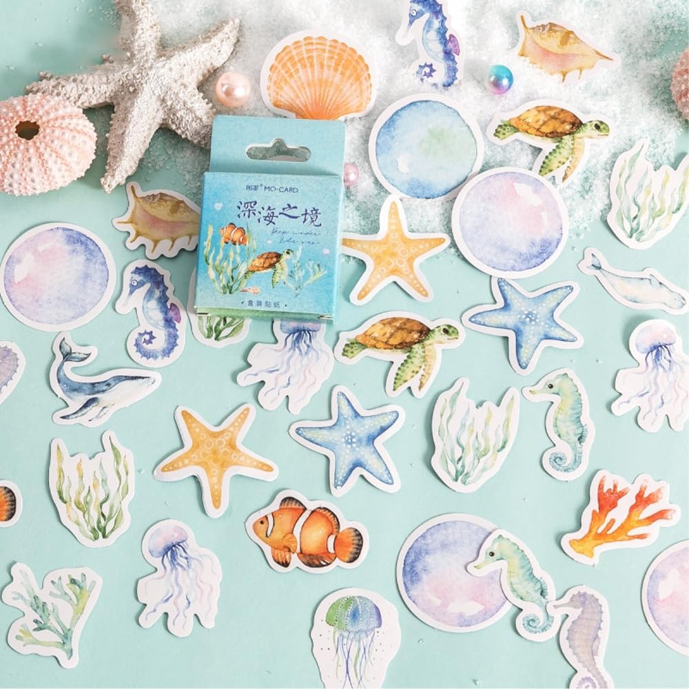 Amazon.com: Obujopal 46 Pcs Sea Shell Starfish Seahorse Stickers for ...