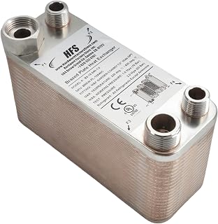 HFS(R) 40-Plate Stainless Steel 304 Homebrew Beer Wort Chiller Heat Exchanger, 7.5" x 2.9", M&F GARDEN COMBO x 1/2" MALE NPT, Quick Beer Cooling System (7.5'' 2.9''/40 plate, MF Combo x 1/2" NPT)