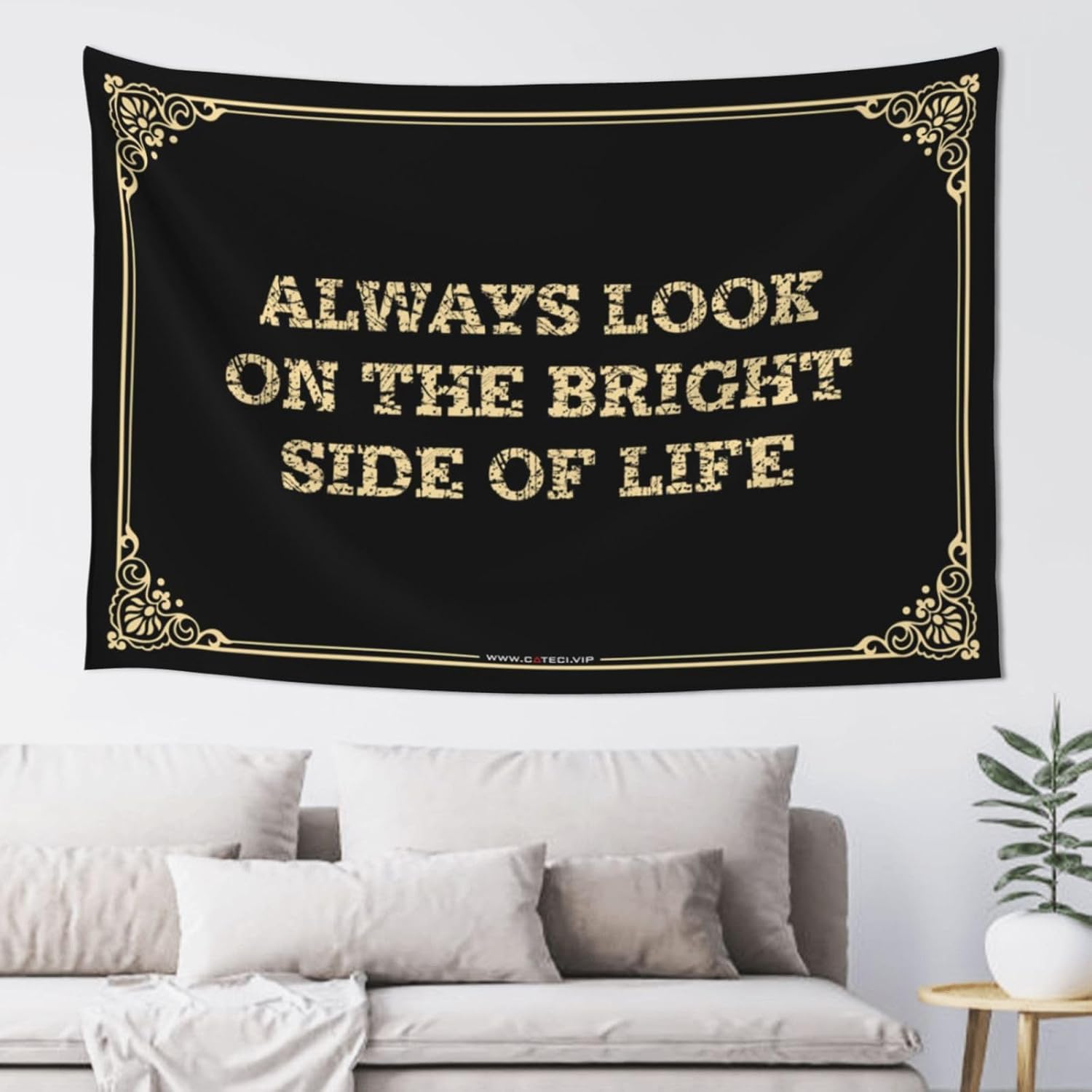 Man Cave Accessories and Decor Always Look On The Bright Side of Life Tapestyr Room Accessories for Teen Boys Funny Bedroom Decor(75X100CM)