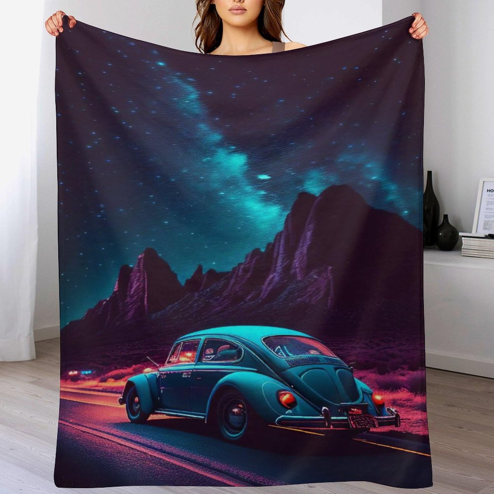 Plaid couverture polaire voiture de sport pour soirées cocooning au canapé