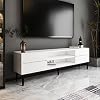 Aragon Modern TV Stand – 140 cm, TV Unit with 2 Covers 2 Open Shelves, Black & White Color Options, White