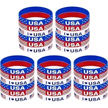 30 Pcs Silicone Wristband Bracelet Set for American Flag Patriotic Party Independence Day