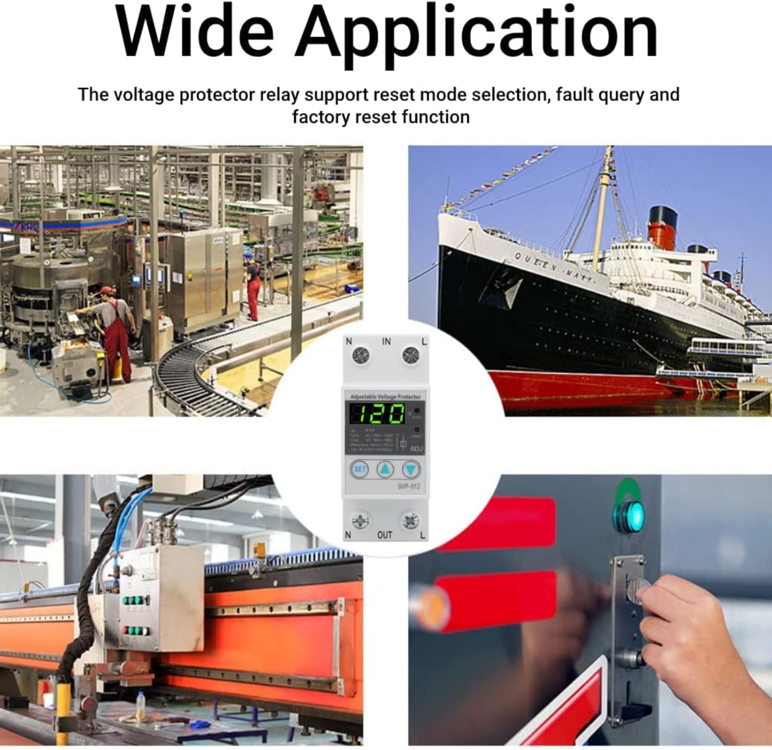 Adjustable Under Voltage Protector 120VAC 40A Self-Recovery Voltage Protection Device for Enhanced Performance