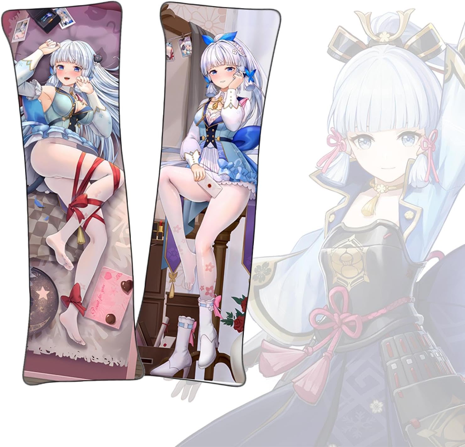 Federa Per Cuscino Decorativa Kamisato Ayaka – Dakimakura Genshin Impact A Doppia Faccia, Morbida In Fibra Di Poliestere, Dimensioni Multiple, Regalo Otaku - 3
