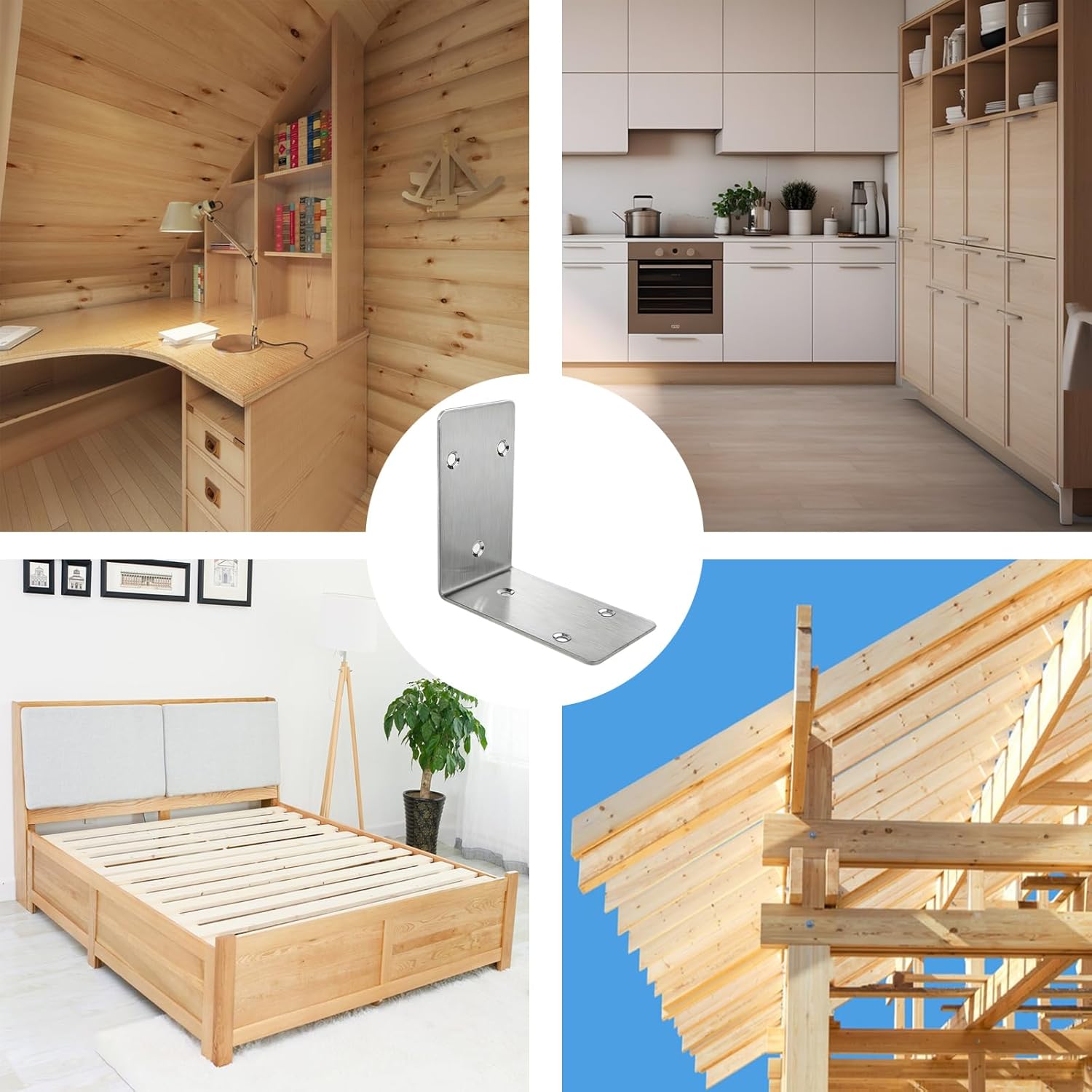 Acrux7 20 PCS L Bracket Heavy Duty Corner Brackets, 3.3x3.3x1.9 Inch Stainless Steel Corner Braces, Metal 90 Degree Angle Bracket with Screws for Wood Beams Framing Fence Shelves Furniture Wall