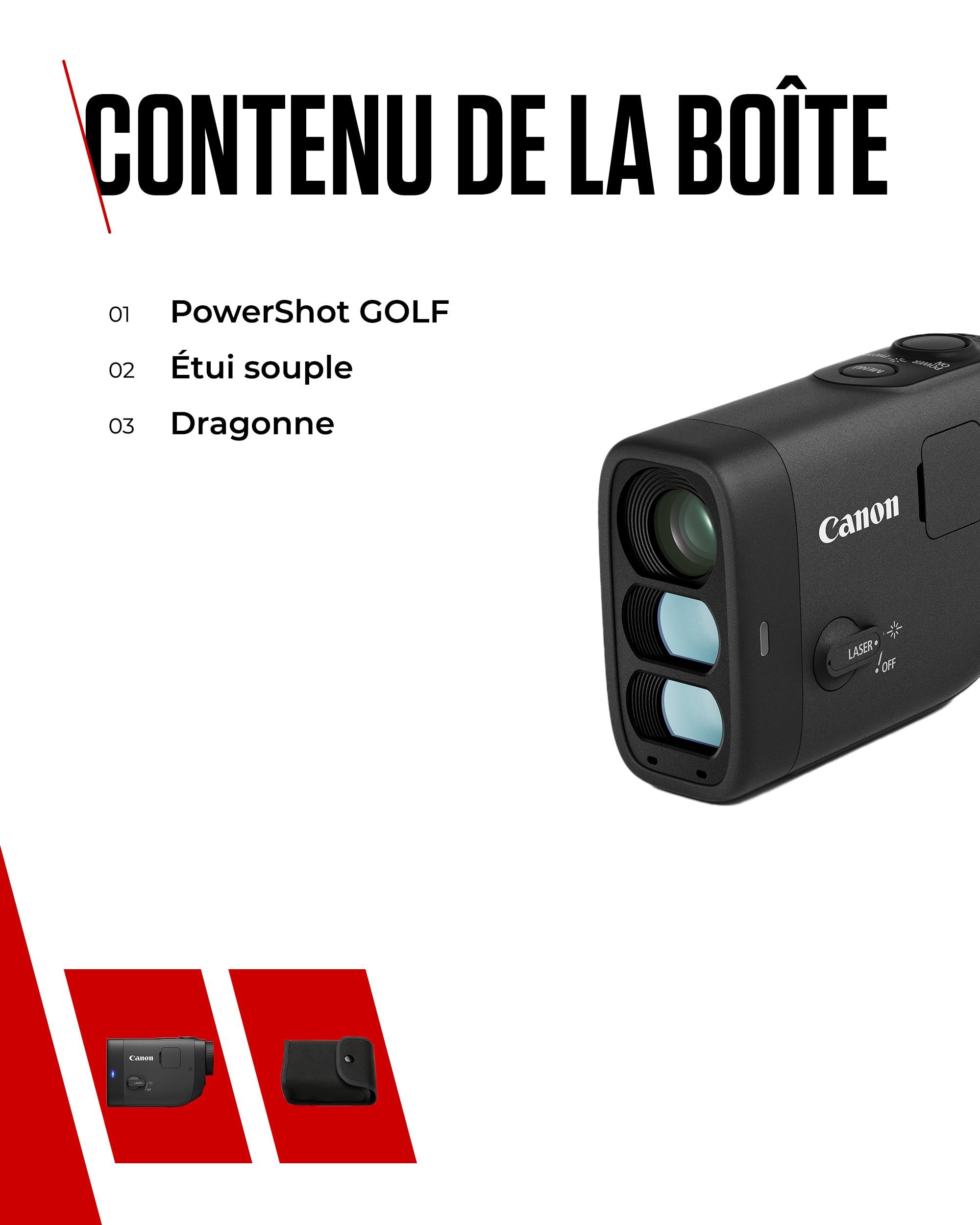 Canon PowerShot Golf Télémètre Laser Mesure de Distance 800 Yards avec capacité d’Enregistrement Photo/vidéo, Zoom Optique x6, stabilisation