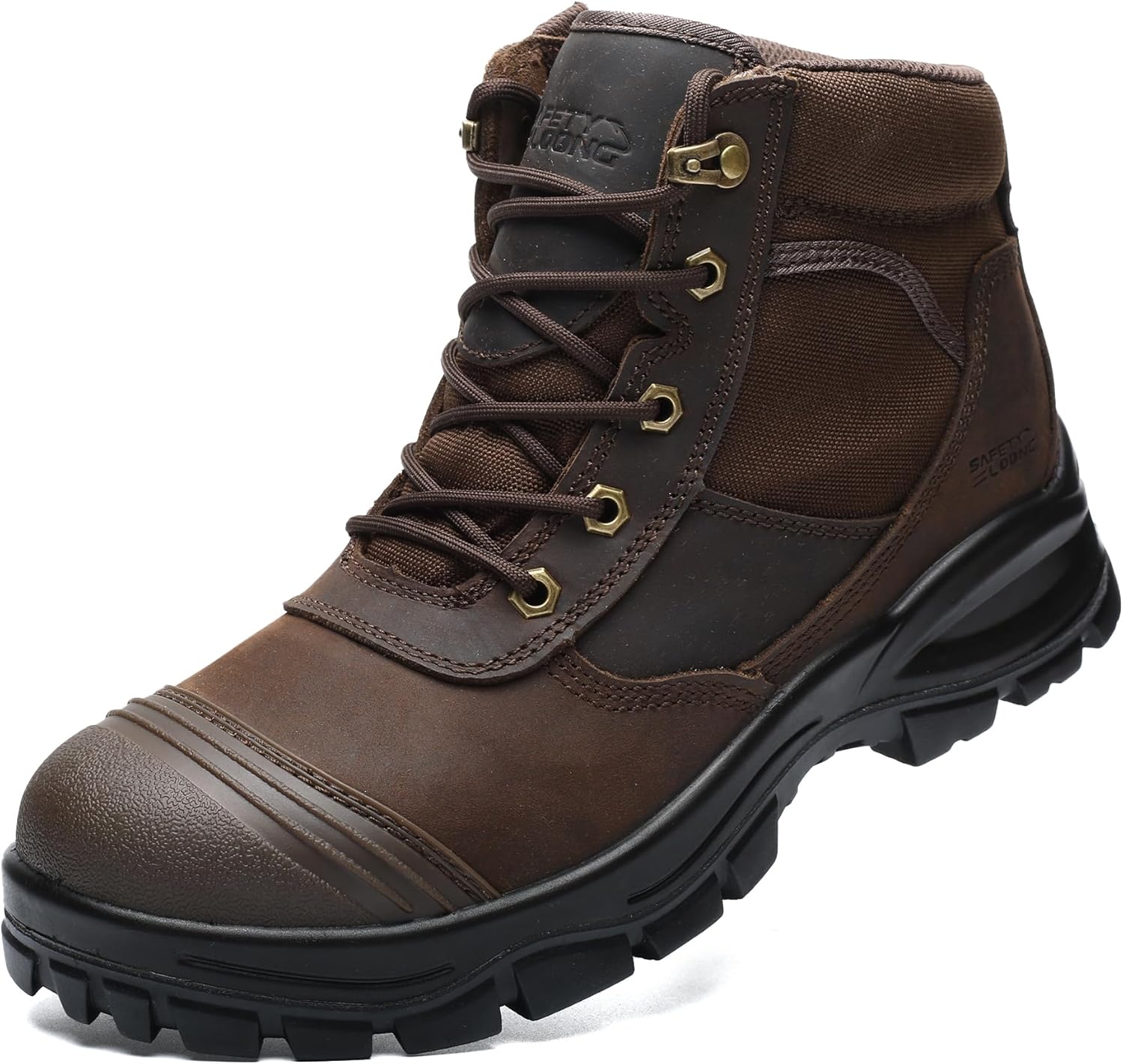 6 Inch Composite Toe Safety Work Boots with Side Zip for Men, TPU Toe Cap Protector, Anti-Impact, Anti-Puncture and Slip-Resistant Industrial Boots