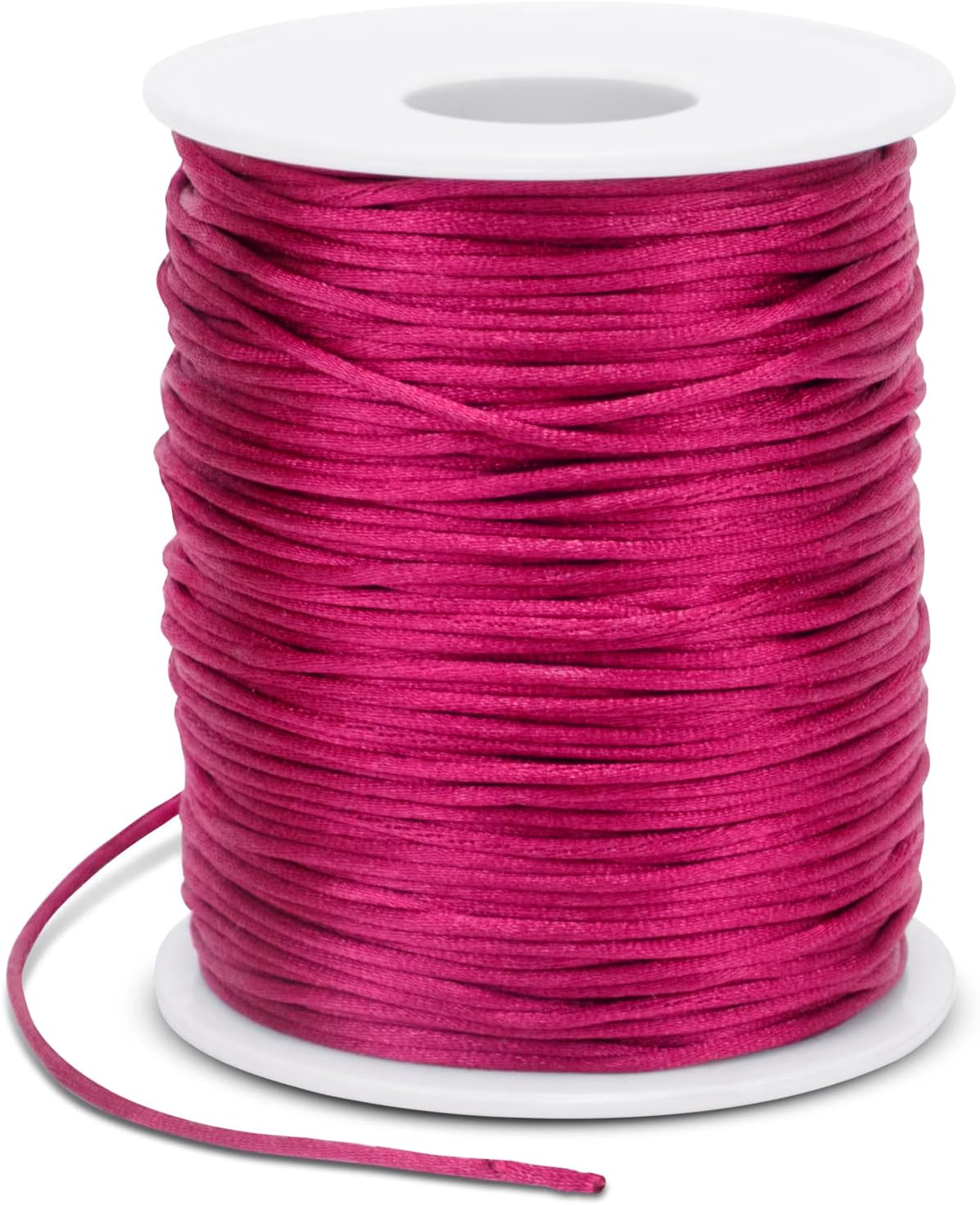 Satin Cord 1.5mm x 100m Nylon Cord Bracelet Thread, Rattail Silk Beading Thread Jewellery String for Making Bracelet, Necklace, Chinese Knot, DIY Crafts (Bright Rose)