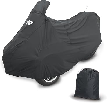 Essentials Can-Am RT 2010-2019 Full Cover - Weather & Water Resistant Protection, Elastic Hem, Antenna Flaps, Rustproof Grommets, Windshield Liner, Zippered Pouch - Black