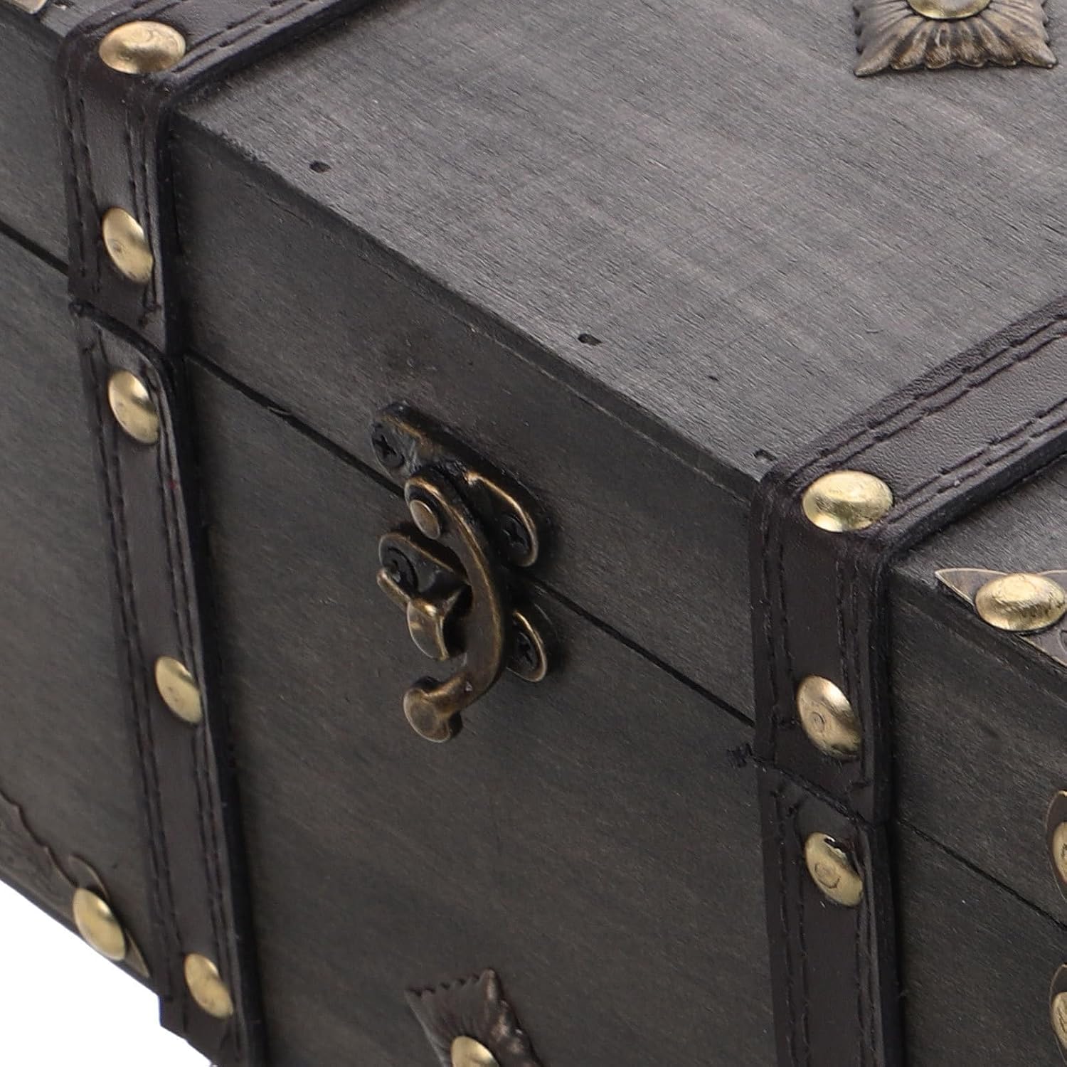 Wooden Treasure Chest Jewelry Box with Lock, Vintage Storage Organizer