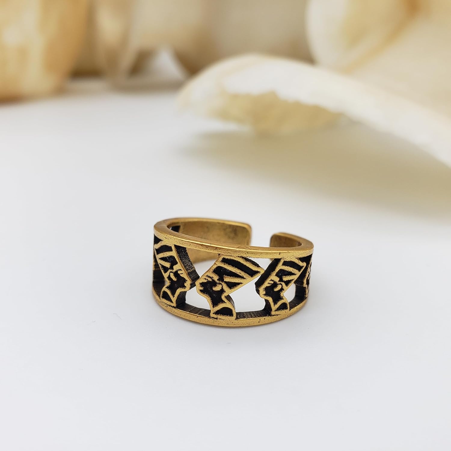 Egyptian Queen Nefertiti Ring - Adjustable - Made in the USA