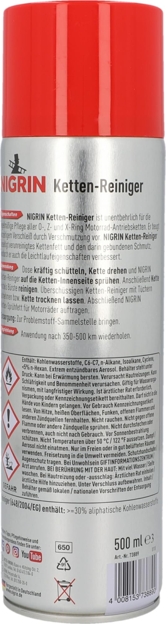 Nigrin 73889 Catene Detergente, 500 ml